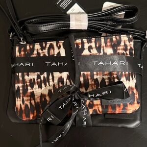 Tahari Leopard Bag and a Black Tahari crossbody bag.  Set of two bags NWTs